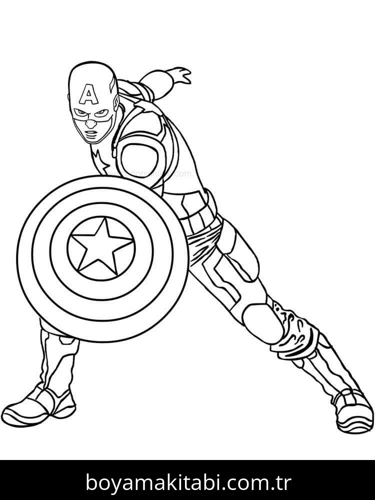 Captain America boyama sayfası – keyifli zaman, renkli çizimler
