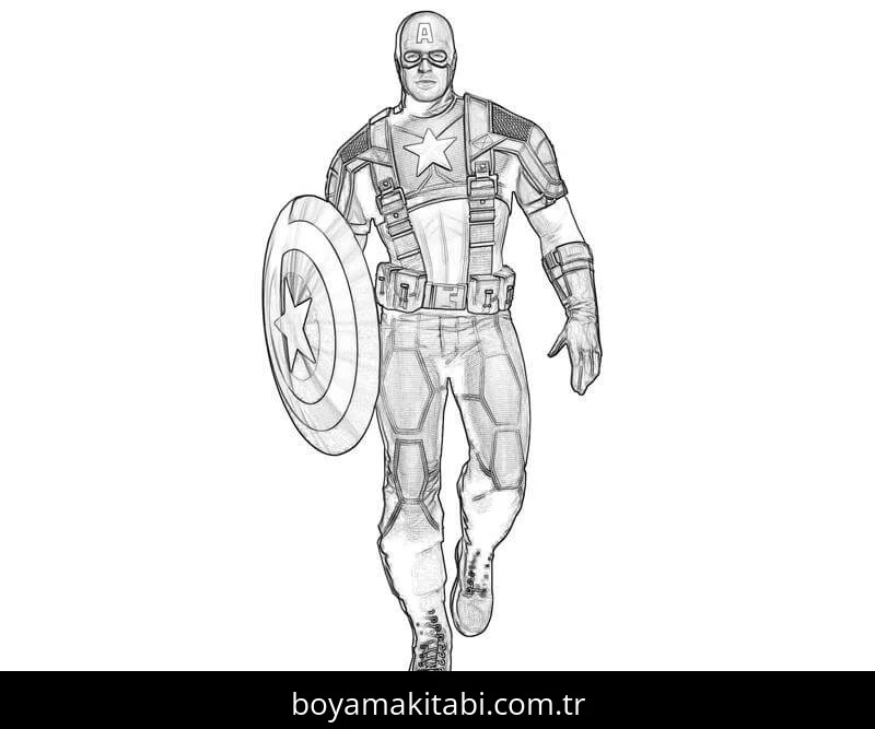 Captain America boyama sayfası – çocuk aktivitesi, PDF indir