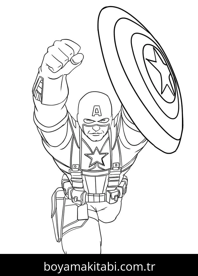 Captain America boyama sayfası – sanatsal çalışma, çocuklar için