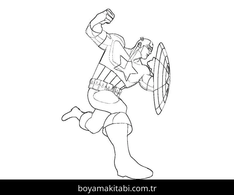 Captain America boyama sayfası – kolay boyama, eğitici aktivite
