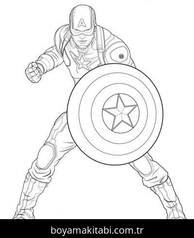 Captain America boyama sayfası – yaratıcılığı geliştirir, keyifli zaman