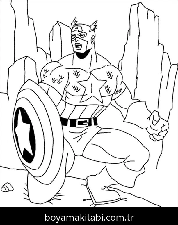 Captain America boyama sayfası – okul öncesi, evde etkinlik