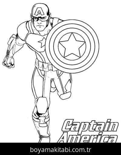 Captain America boyama sayfası – çizgi film temalı, basit çizim