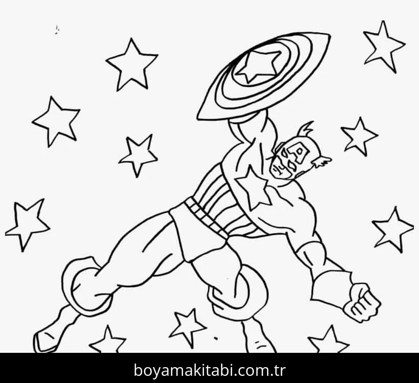Captain America boyama sayfası – keyifli zaman, renkli çizimler