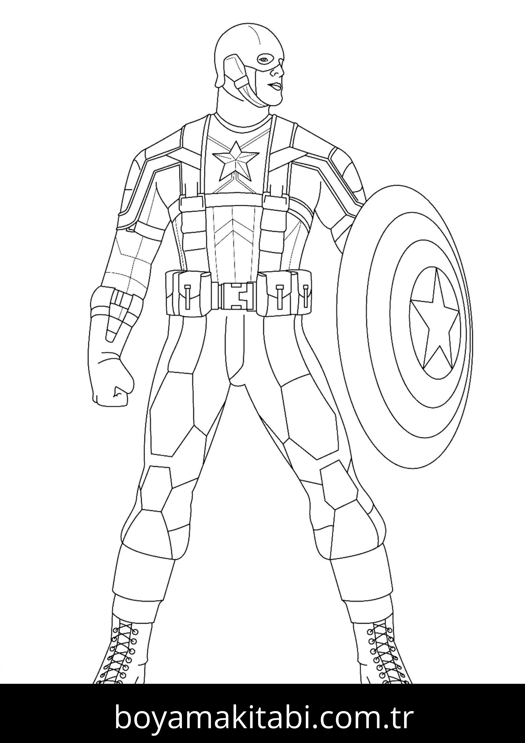 Captain America boyama sayfası – çocuk aktivitesi, PDF indir
