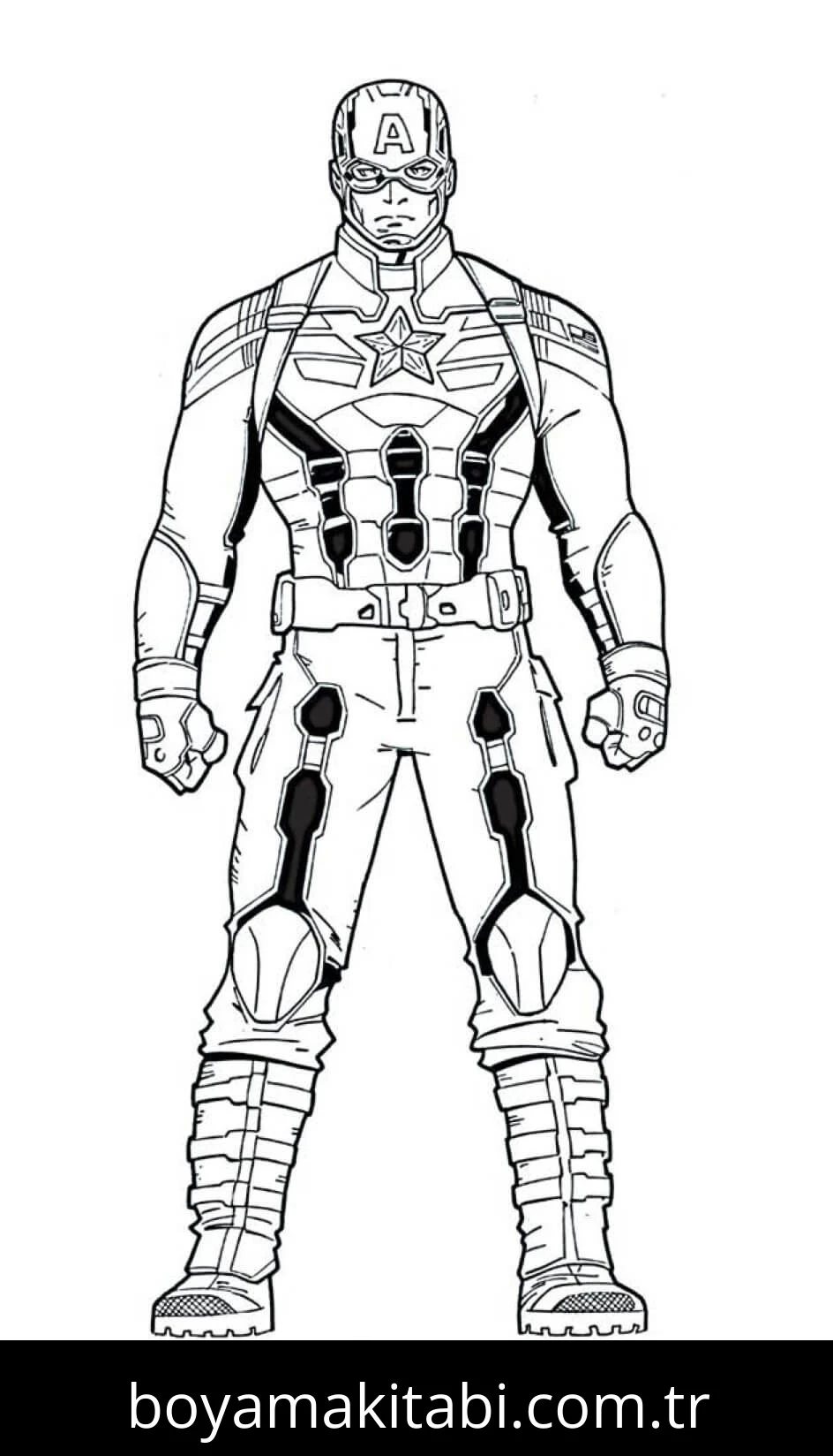 Captain America boyama sayfası – PDF indir, sevimli karakter