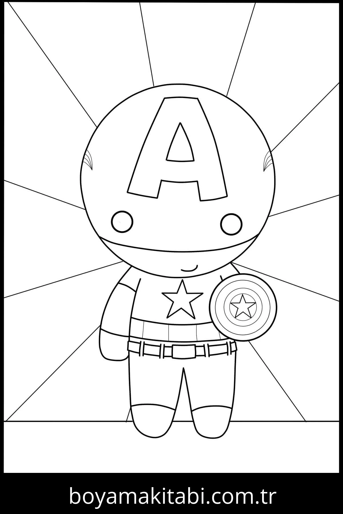 Captain America boyama sayfası – çocuklar için, çizgi film temalı