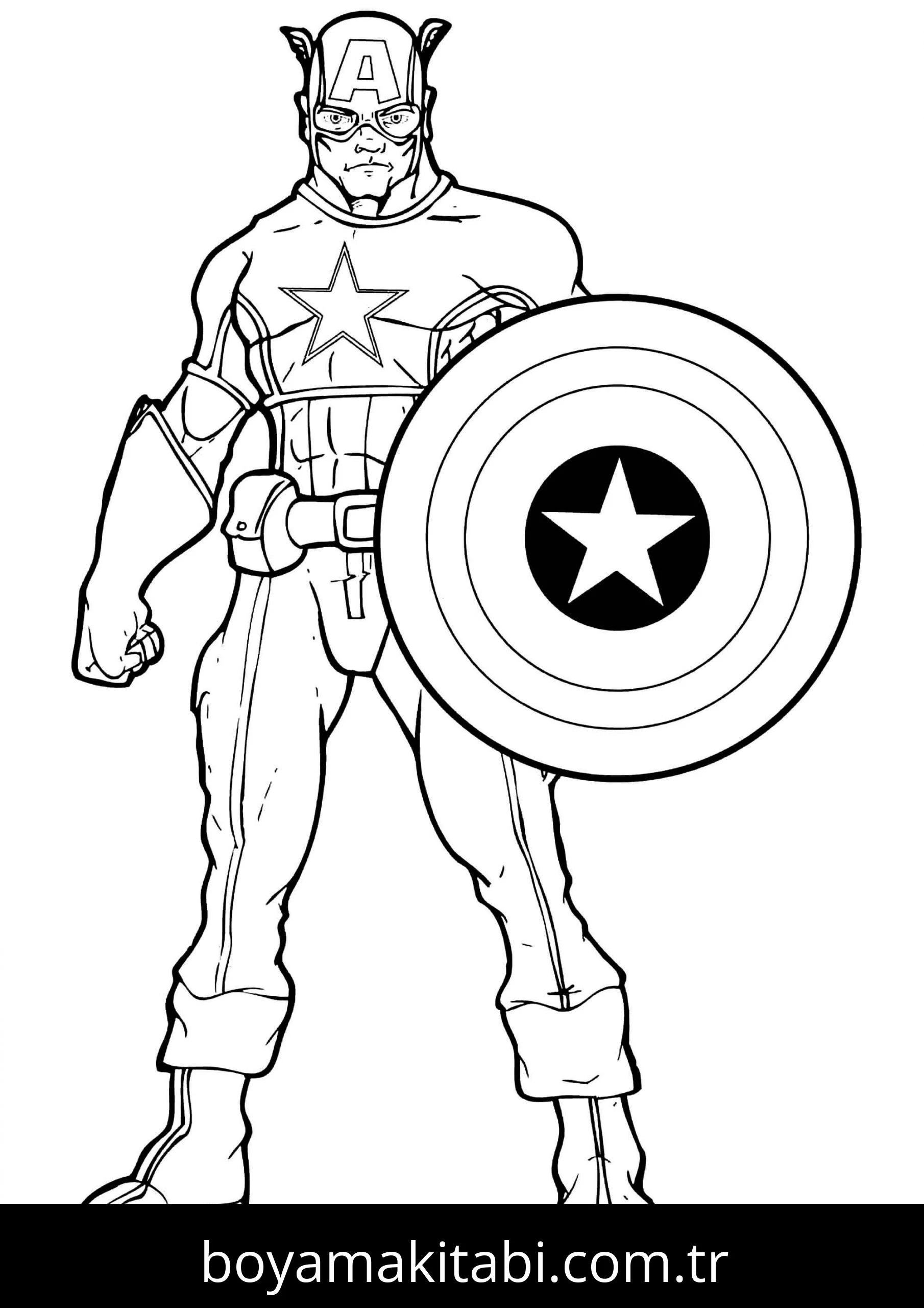 Captain America boyama sayfası – el becerilerini geliştirir, boyama çalışması