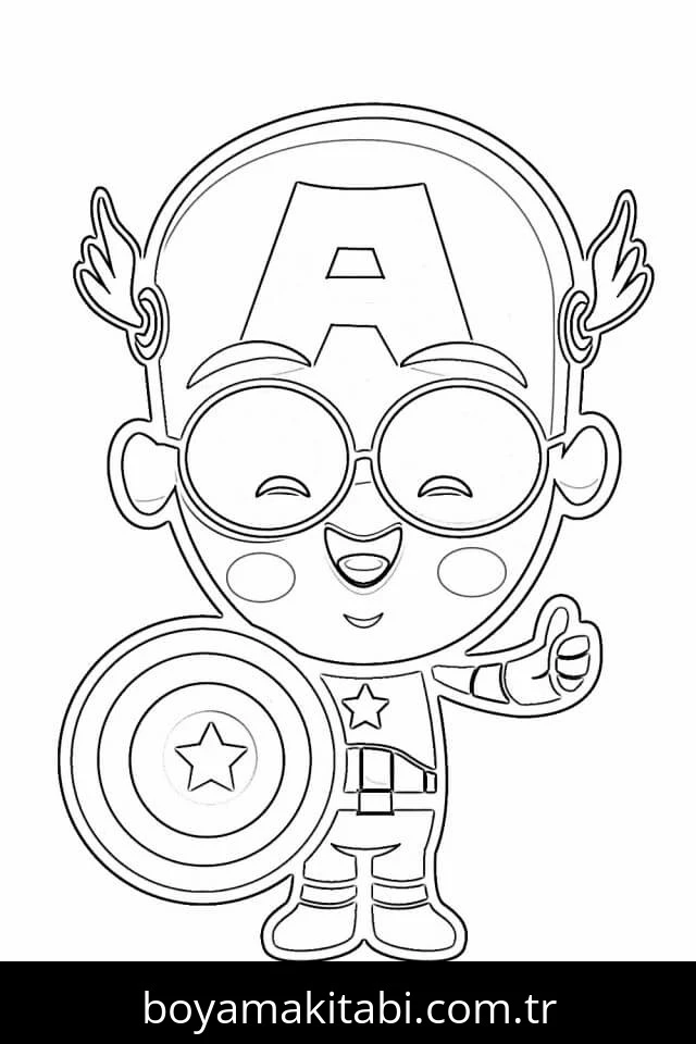Captain America boyama sayfası – çocuk aktivitesi, PDF indir