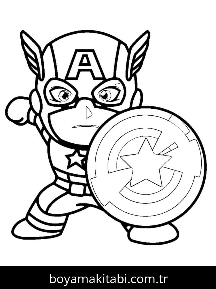 Captain America boyama sayfası – basit çizim, kolay boyama