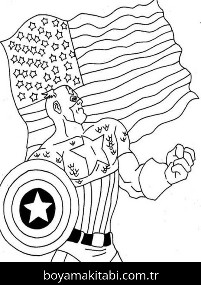Captain America boyama sayfası – yaratıcılık, eğlenceli etkinlik