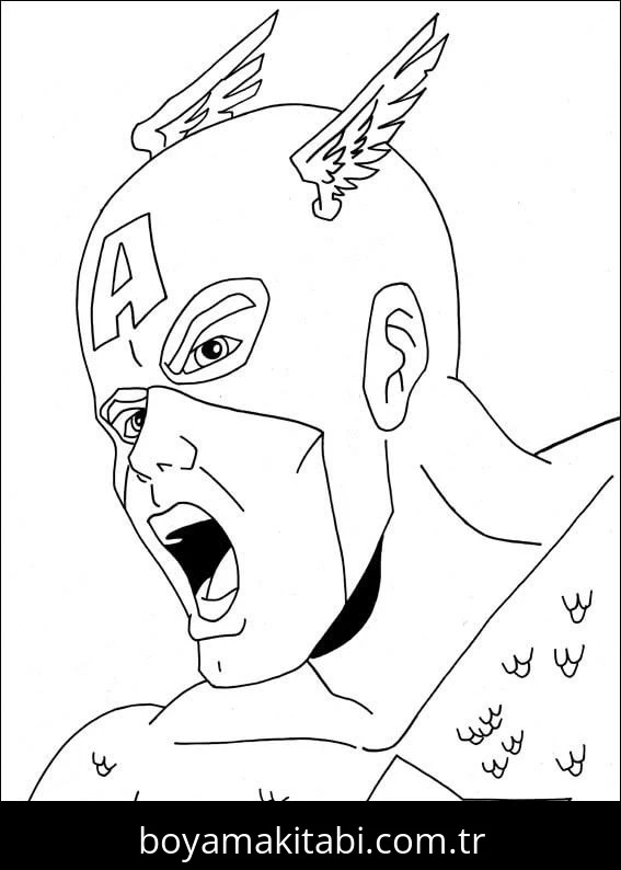Captain America boyama sayfası – PDF indir, sevimli karakter