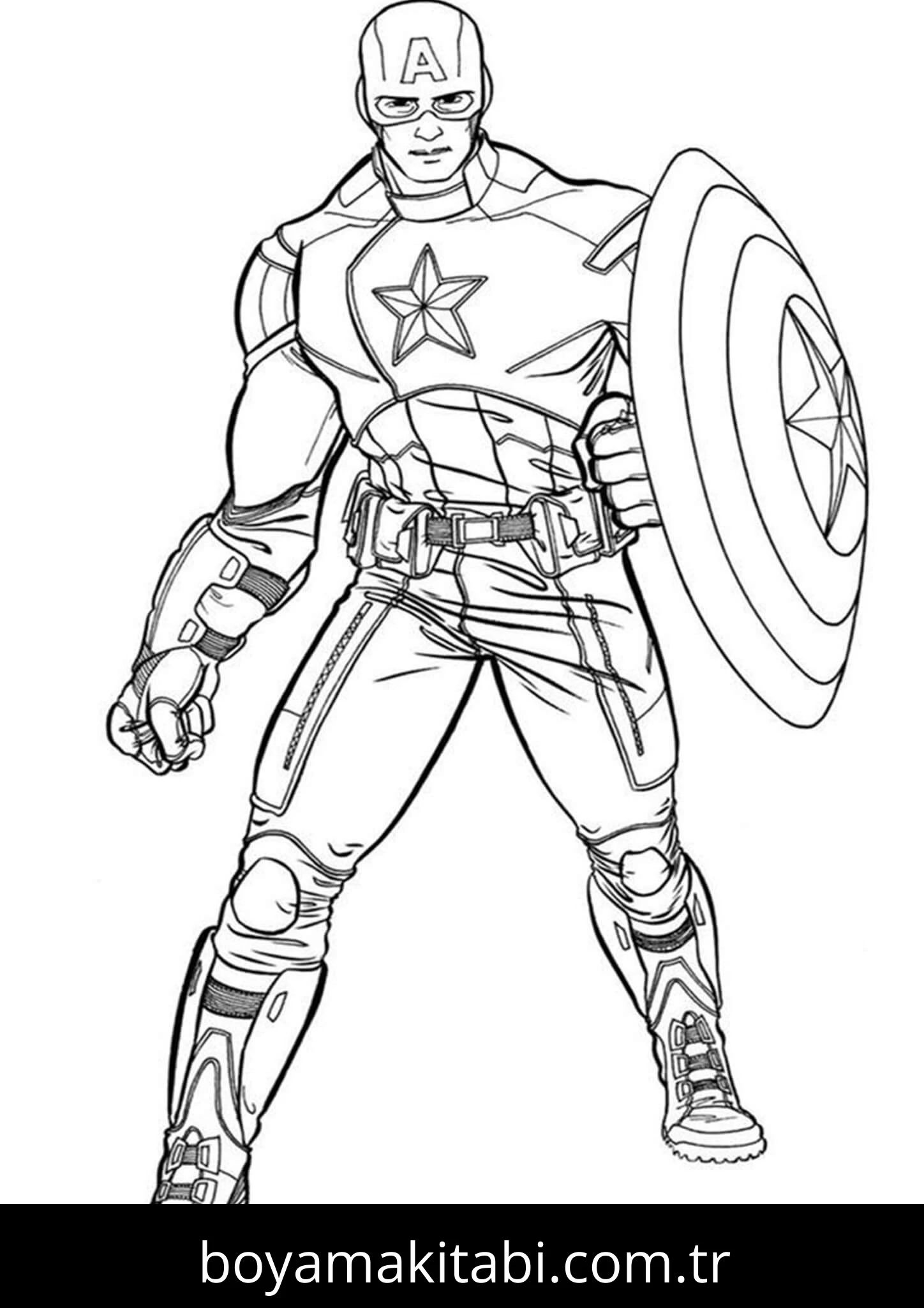 Captain America boyama sayfası – eğlenceli etkinlik, el becerilerini geliştirir