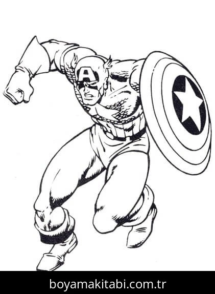 Captain America boyama sayfası – yaratıcılığı geliştirir, keyifli zaman