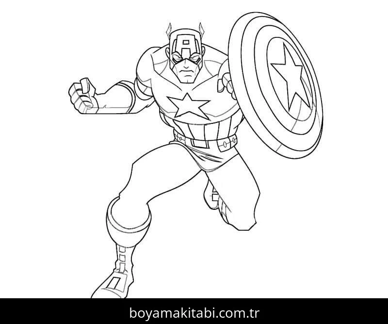 Captain America boyama sayfası – boyama etkinliği, çocuk aktivitesi