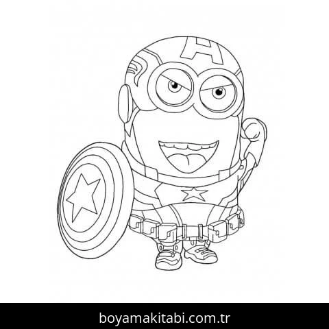 Captain America boyama sayfası – çizgi film temalı, basit çizim