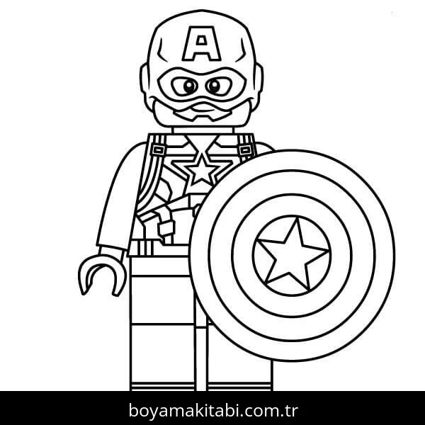 Captain America boyama sayfası – çocuk aktivitesi, PDF indir