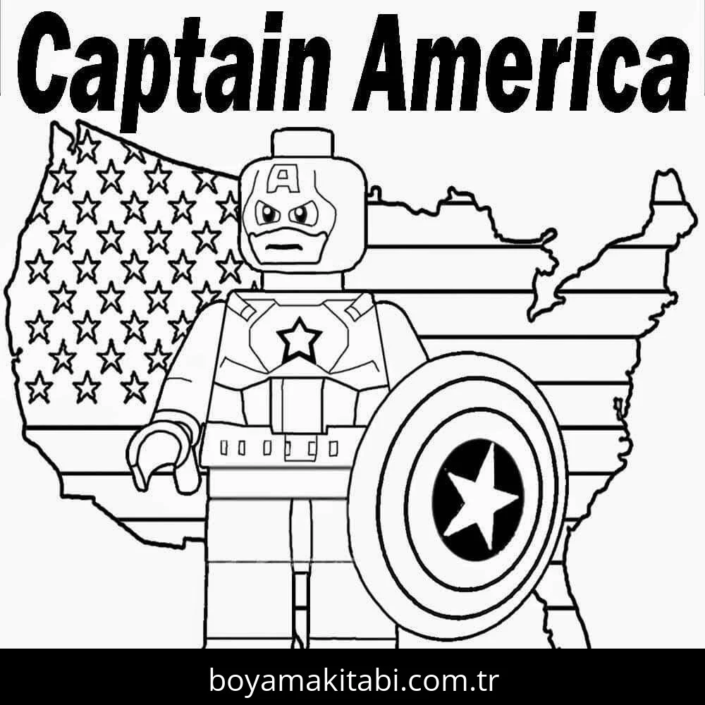 Captain America boyama sayfası – renkli çizimler, okul öncesi