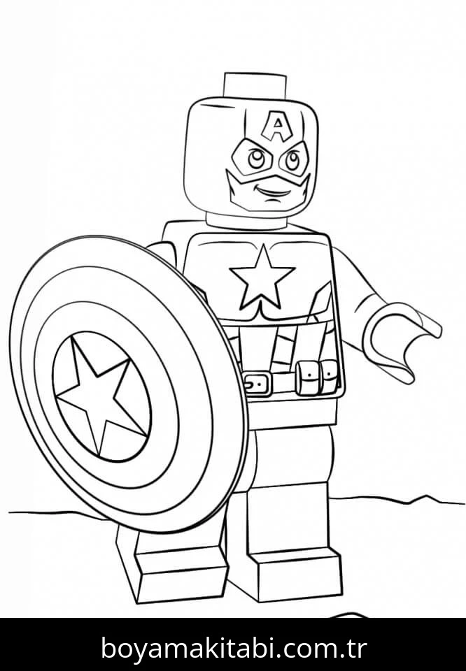 Captain America boyama sayfası – PDF indir, sevimli karakter