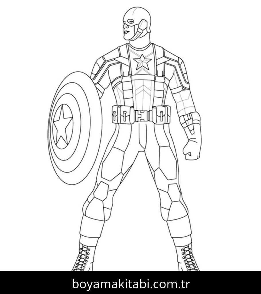 Captain America boyama sayfası – kolay boyama, eğitici aktivite