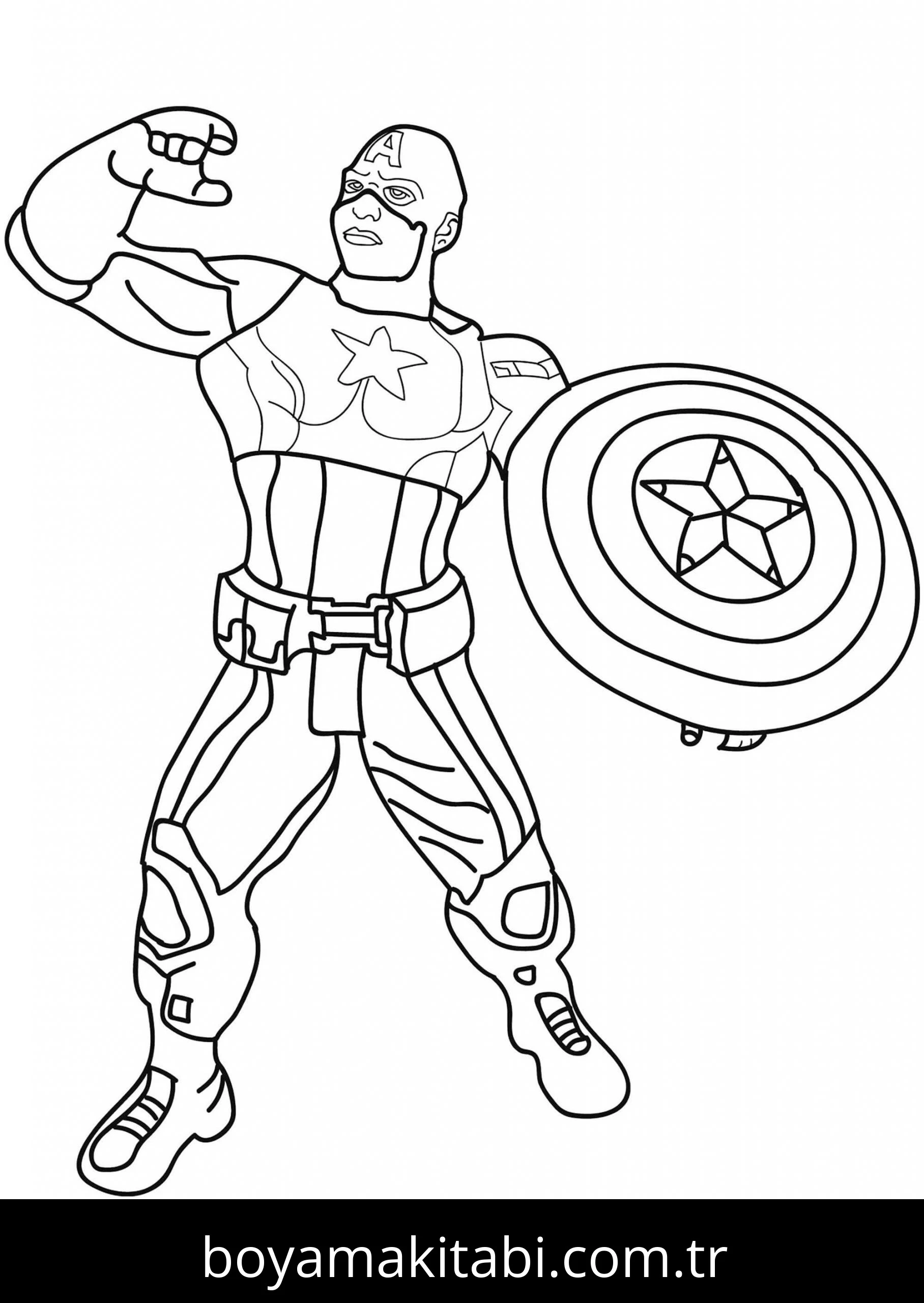 Captain America boyama sayfası – eğlenceli etkinlik, el becerilerini geliştirir