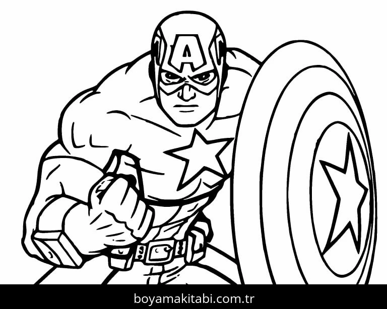 Captain America boyama sayfası – yaratıcılığı geliştirir, keyifli zaman