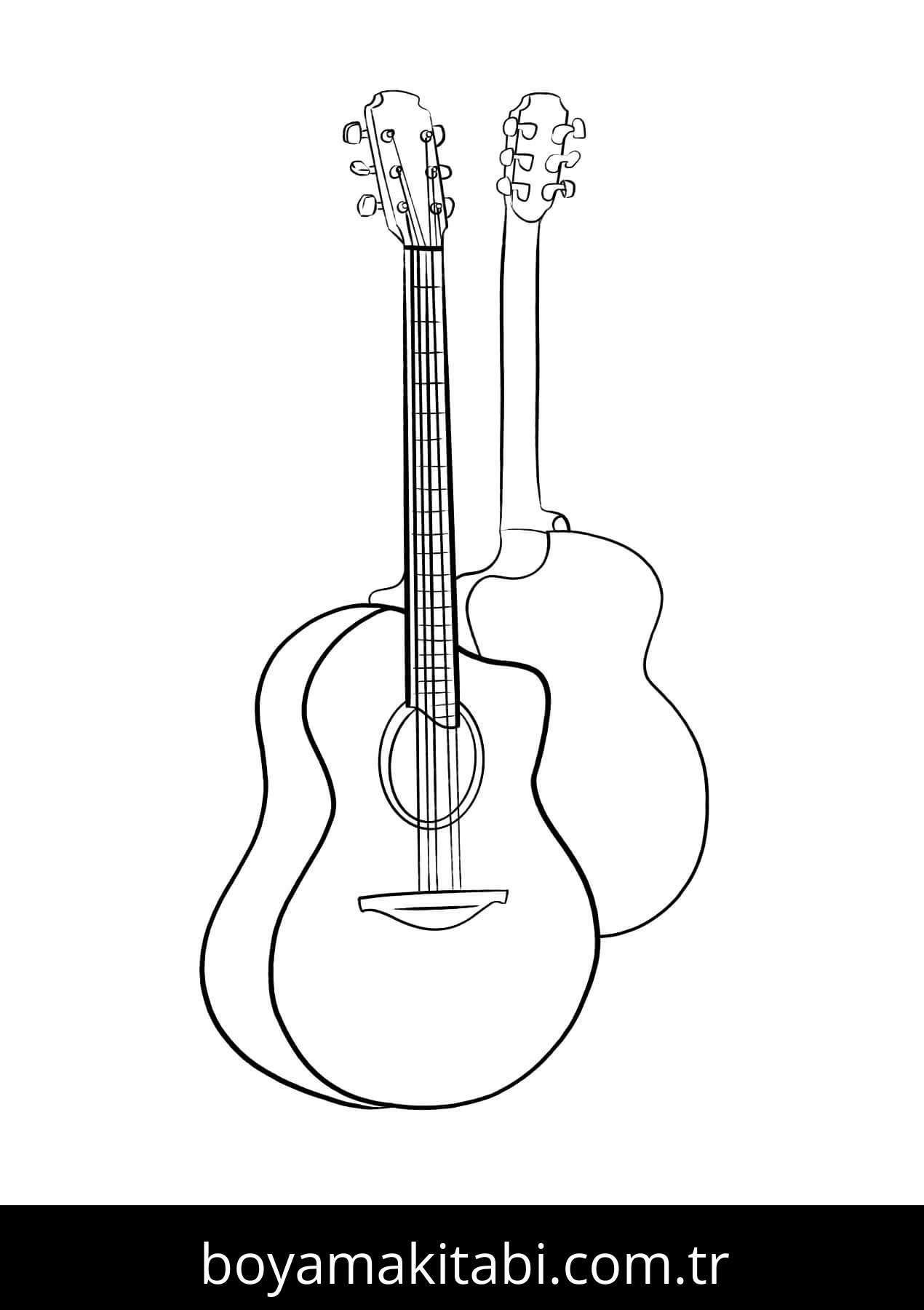 Gitar boyama sayfası – el becerilerini geliştirir, boyama çalışması