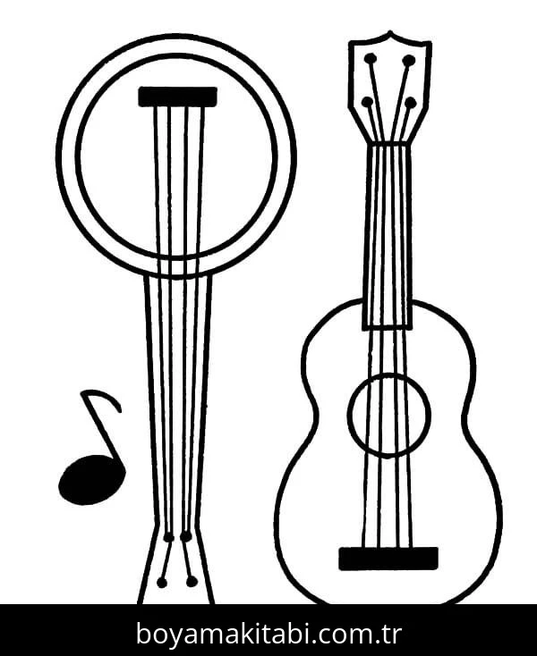 Gitar boyama sayfası – sanatsal çalışma, çocuklar için