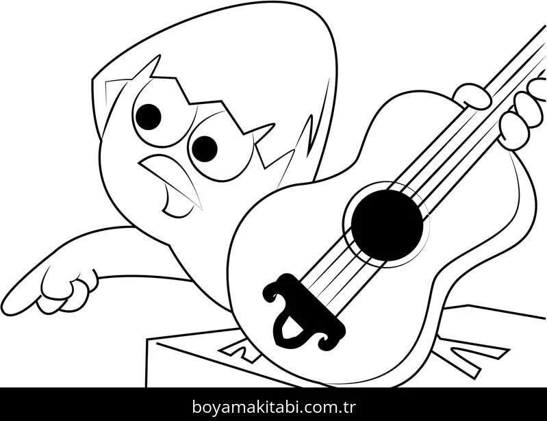 Gitar boyama sayfası – boyama çalışması, yaratıcılığı geliştirir