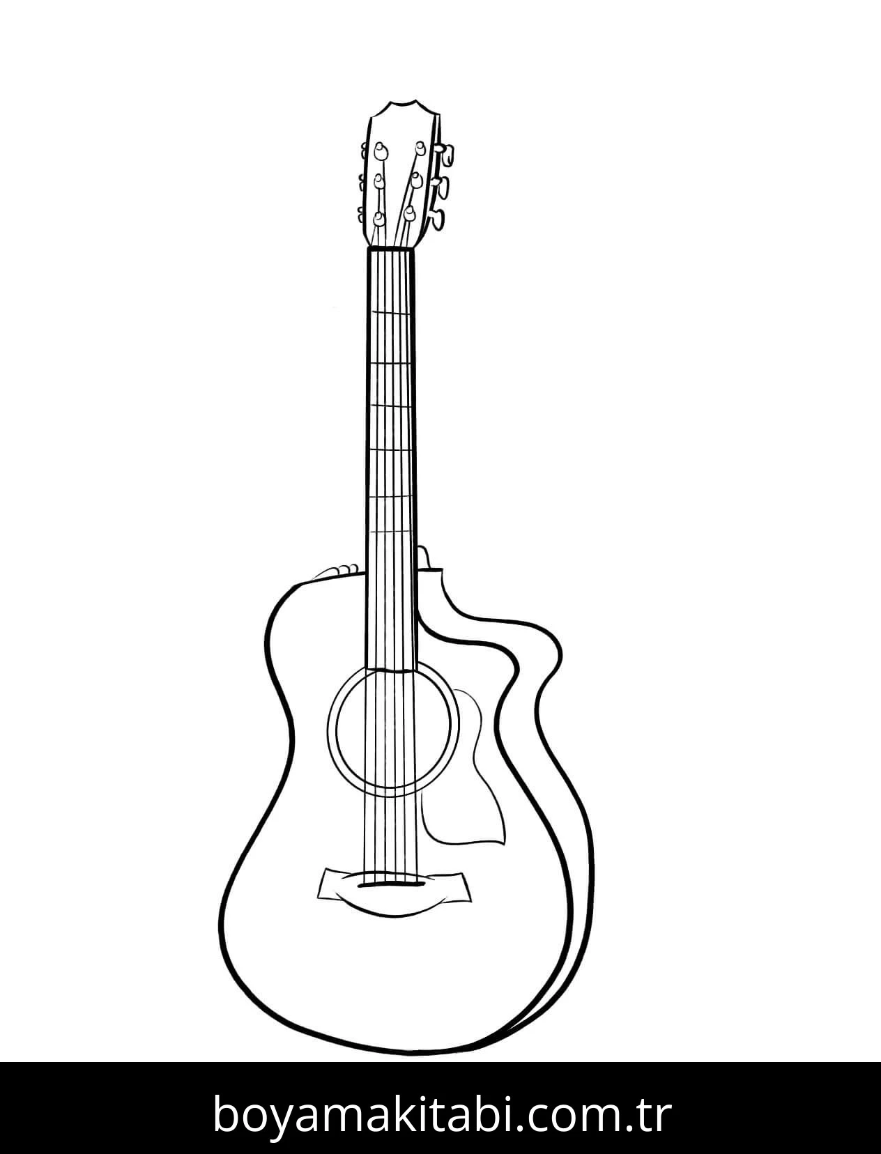 Gitar boyama sayfası – boyama etkinliği, çocuk aktivitesi