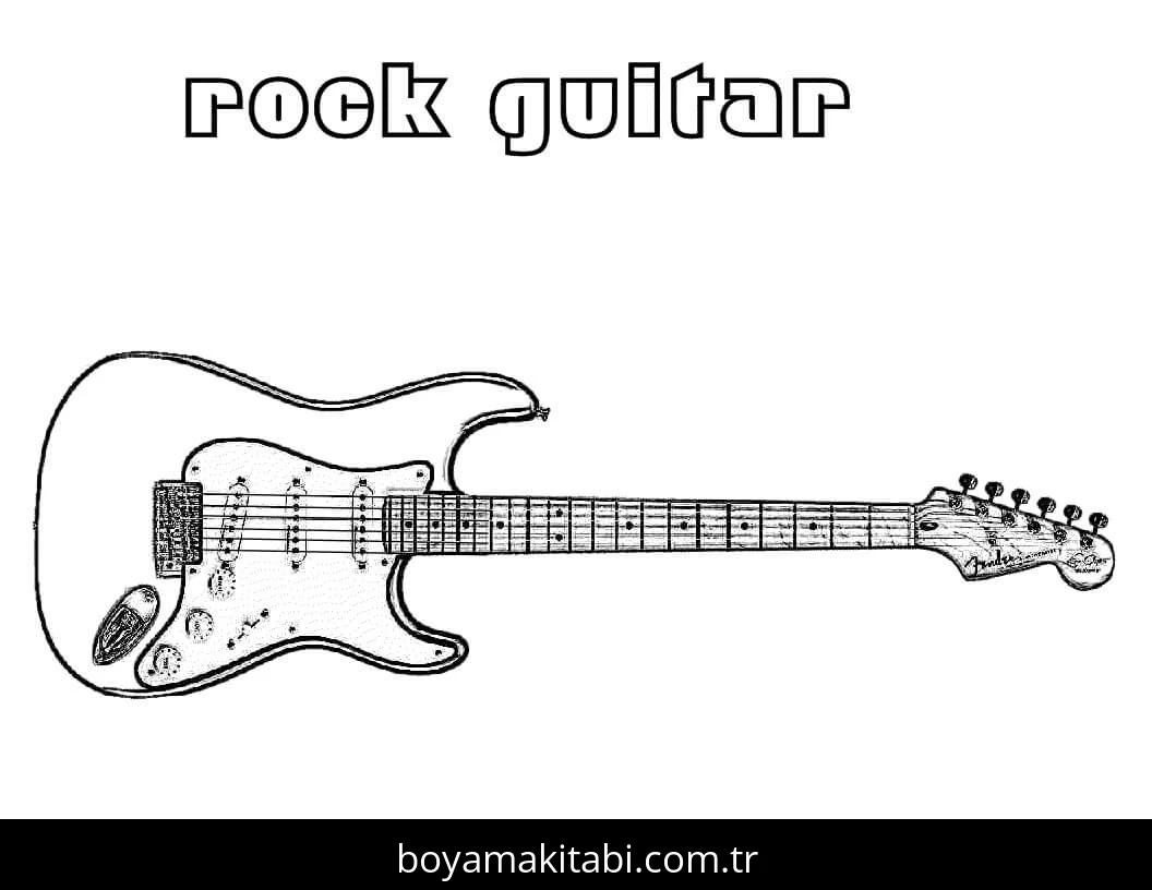 Gitar boyama sayfası – eğitici aktivite, yaratıcılık
