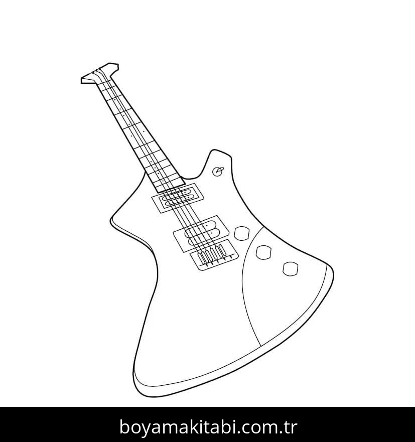 Gitar boyama sayfası – evde etkinlik, ücretsiz yazdır