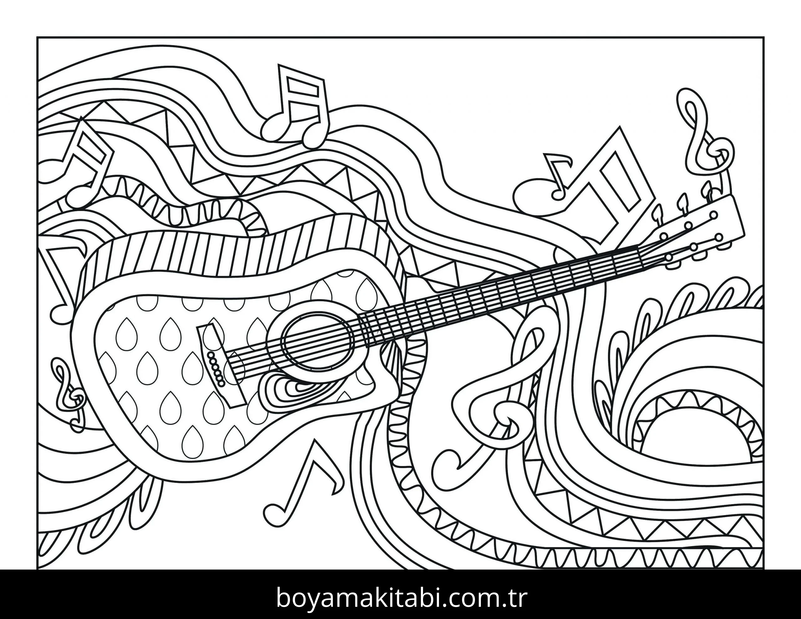 Gitar boyama sayfası – yaratıcılık, eğlenceli etkinlik