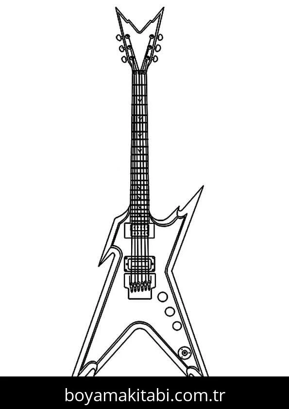 Gitar boyama sayfası – kolay boyama, eğitici aktivite