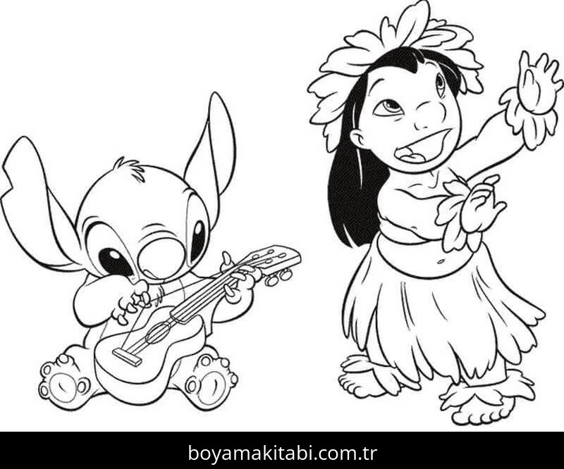 Gitar boyama sayfası – PDF indir, sevimli karakter