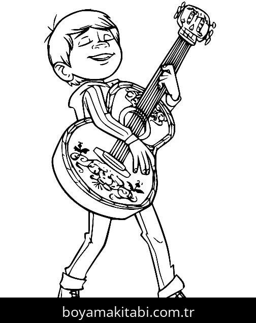 Gitar boyama sayfası – eğitici aktivite, yaratıcılık