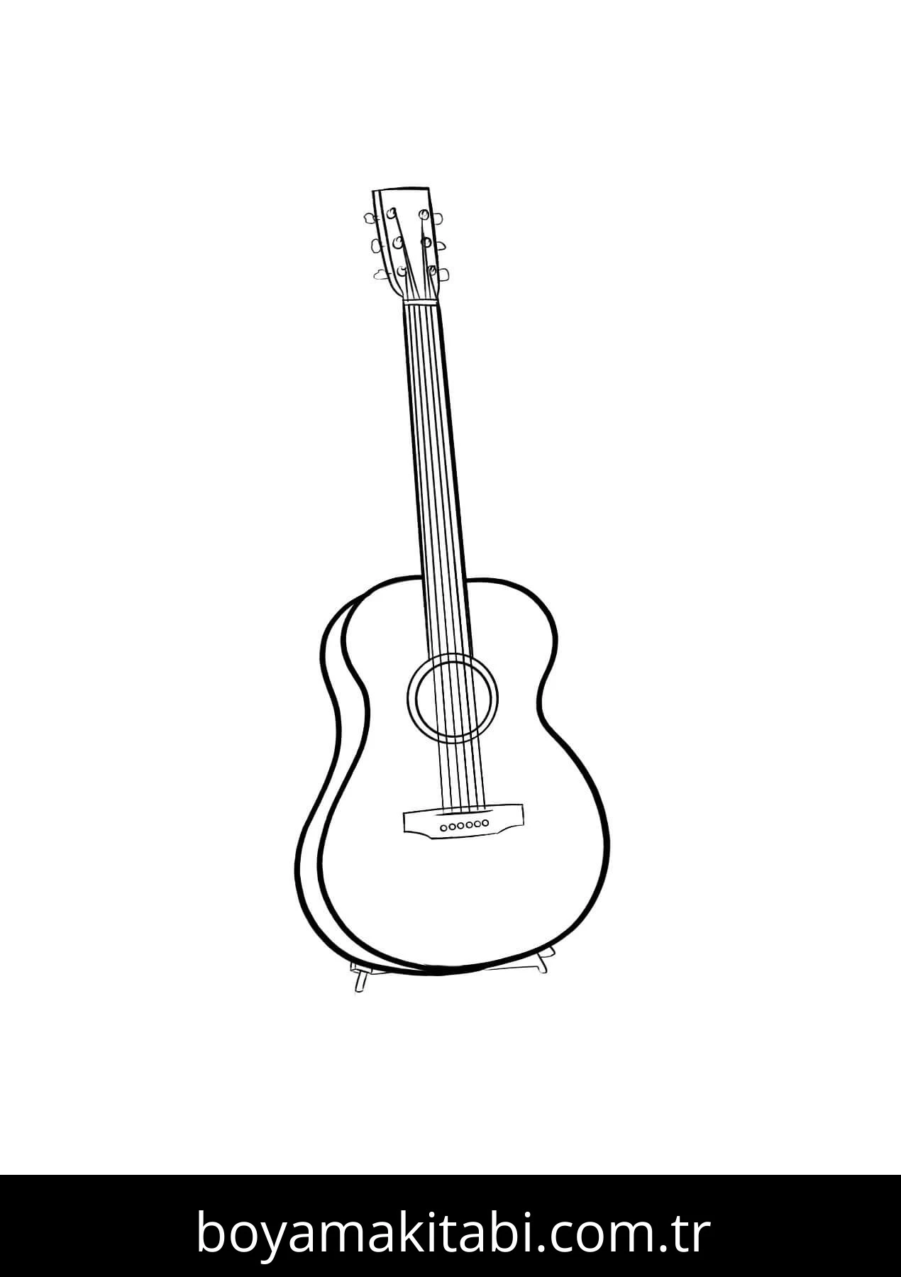 Gitar boyama sayfası – çocuk aktivitesi, PDF indir