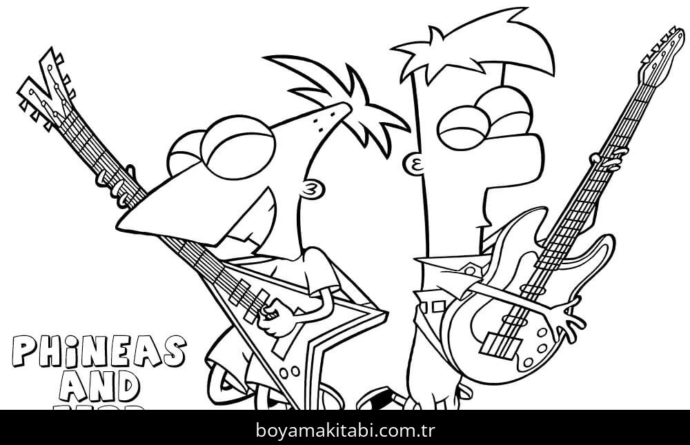 Gitar boyama sayfası – basit çizim, kolay boyama