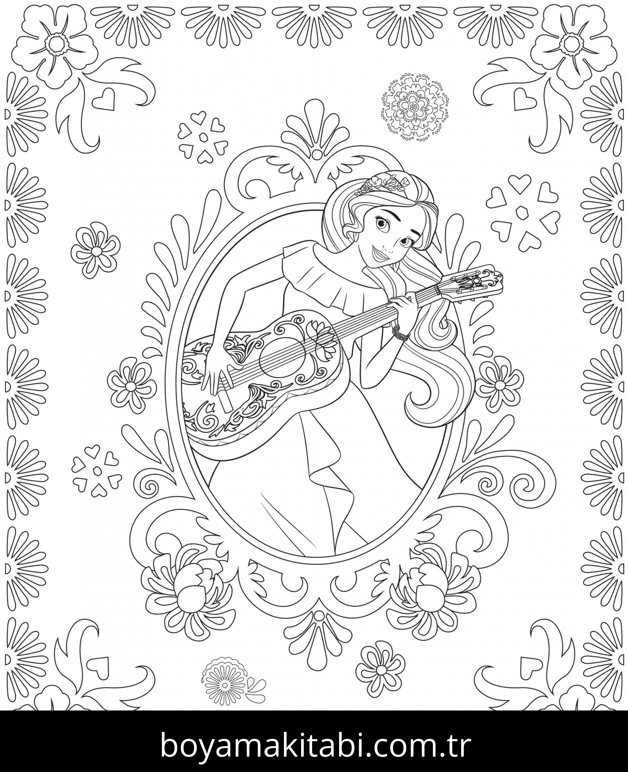Gitar boyama sayfası – boyama çalışması, yaratıcılığı geliştirir