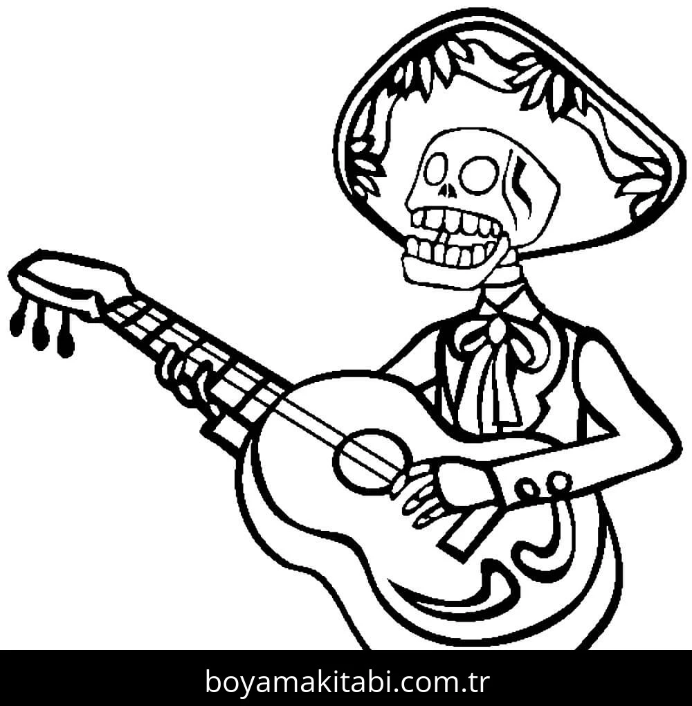 Gitar boyama sayfası – yaratıcılığı geliştirir, keyifli zaman