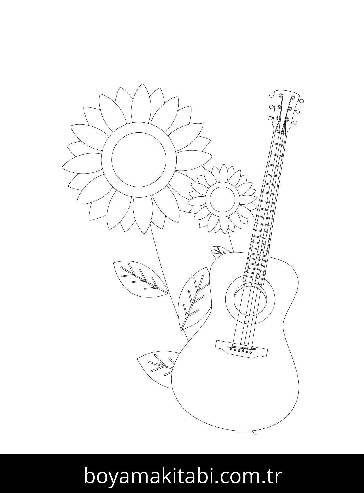 Gitar boyama sayfası – okul öncesi, evde etkinlik