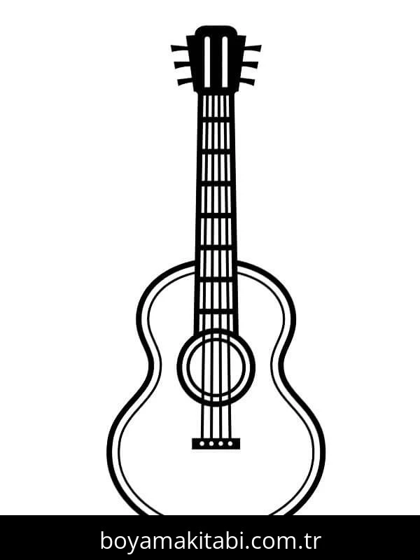 Gitar boyama sayfası – el becerilerini geliştirir, boyama çalışması