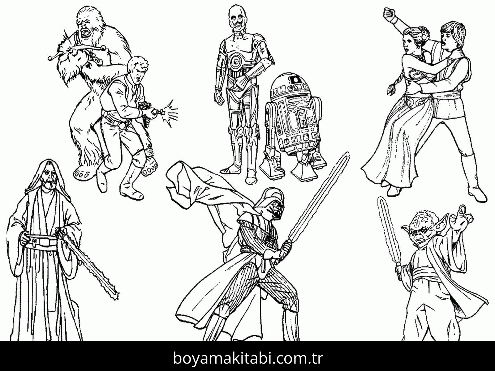 Star Wars boyama sayfası – çizgi film temalı, basit çizim