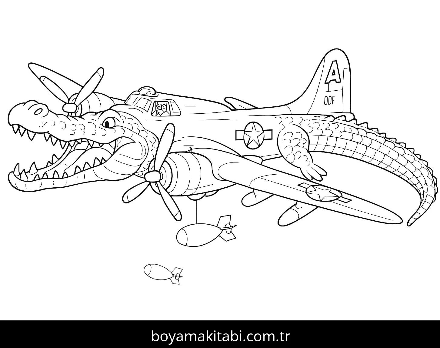 Bombardiro Crocodilo boyama sayfası – ücretsiz yazdır, boyama etkinliği