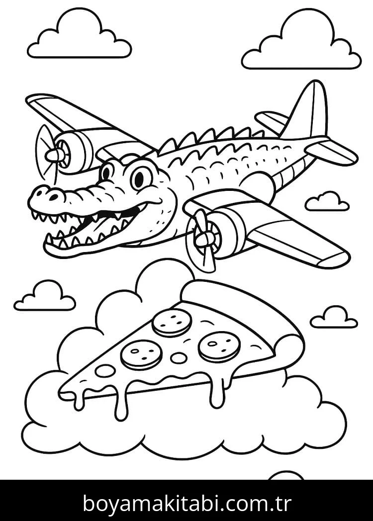 Bombardiro Crocodilo boyama sayfası – boyama etkinliği, çocuk aktivitesi
