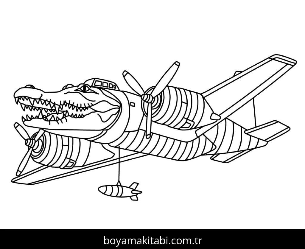 Bombardiro Crocodilo boyama sayfası – el becerilerini geliştirir, boyama çalışması