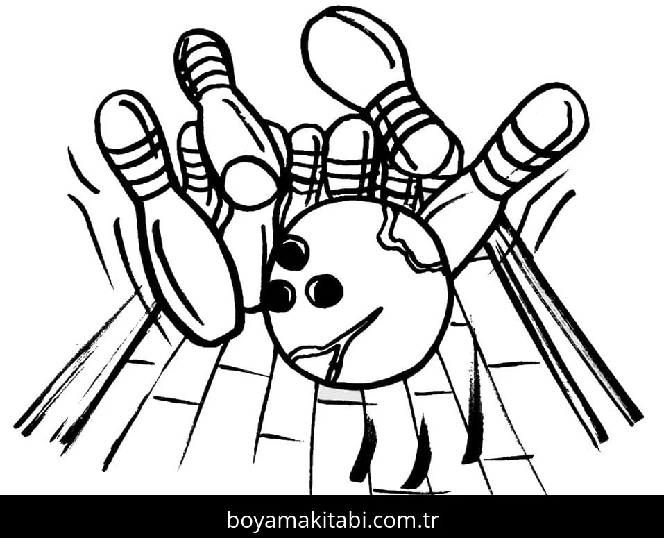 Bowling boyama sayfası #42 – çizgi film temalı, basit çizim