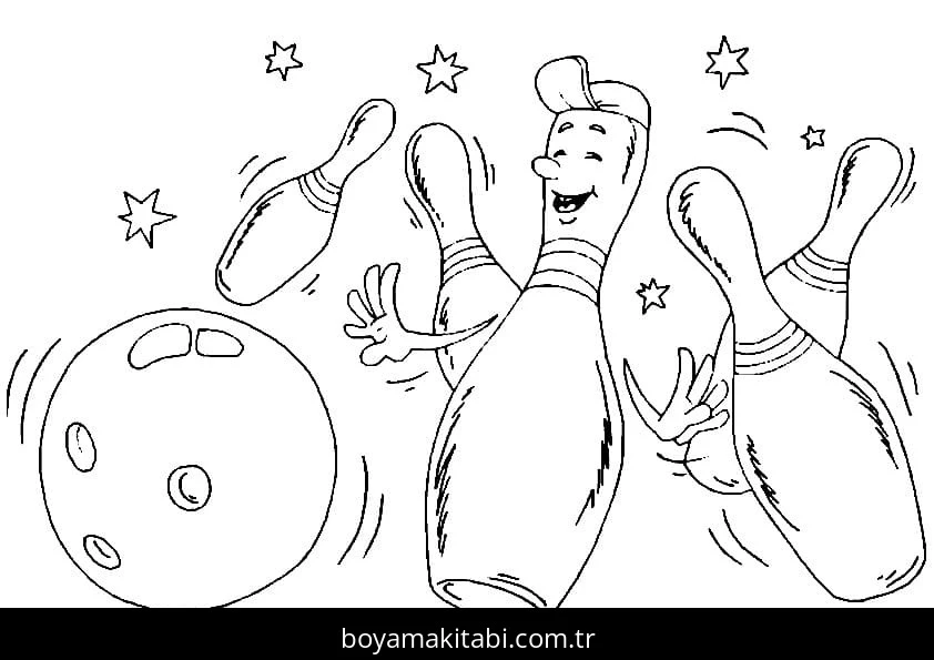 Bowling boyama sayfası #45 – keyifli zaman, renkli çizimler