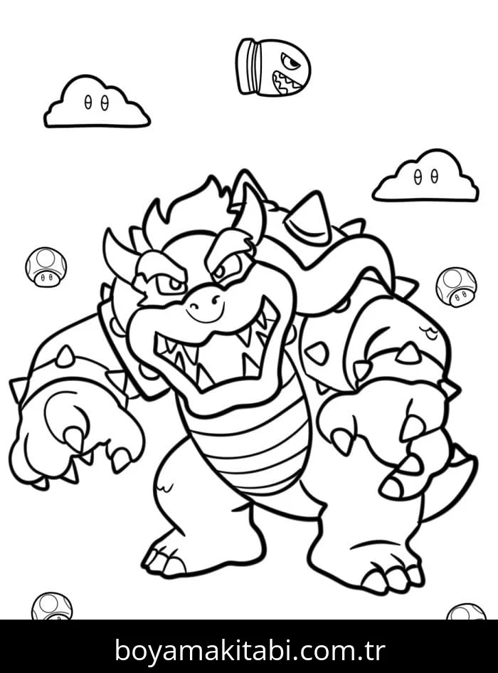 Bowser boyama sayfası – keyifli zaman, renkli çizimler