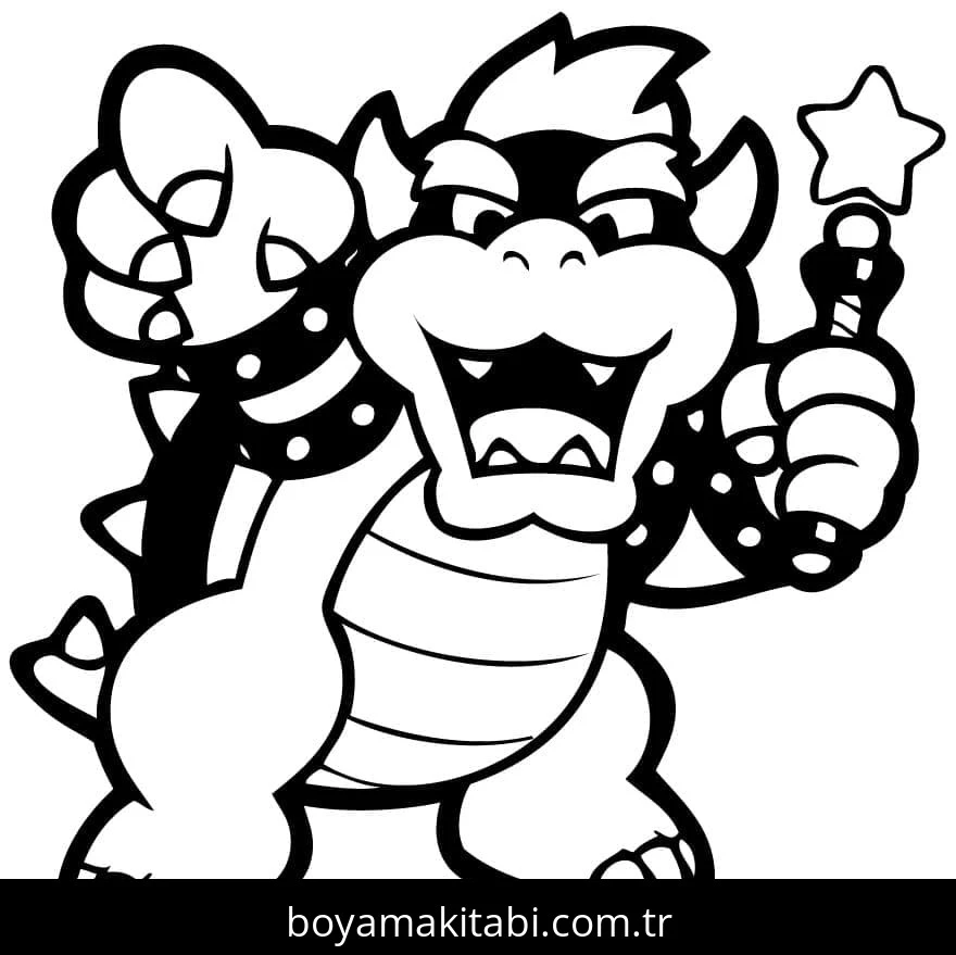 Bowser boyama sayfası – renkli çizimler, okul öncesi